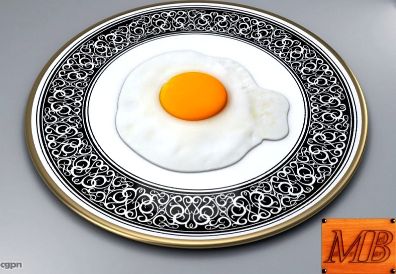 Fried egg dish3d model