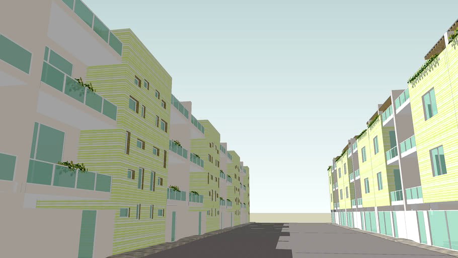 Schiere di edifici in linea su tre livelli