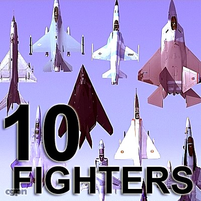 10 Fighters collection3d model