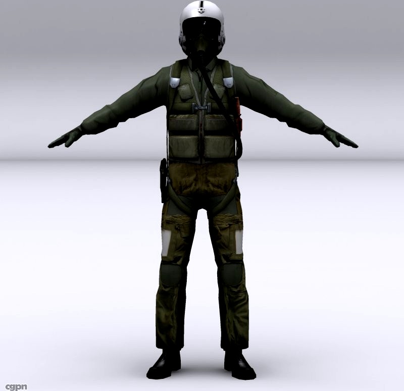 Fighter pilot character3d model