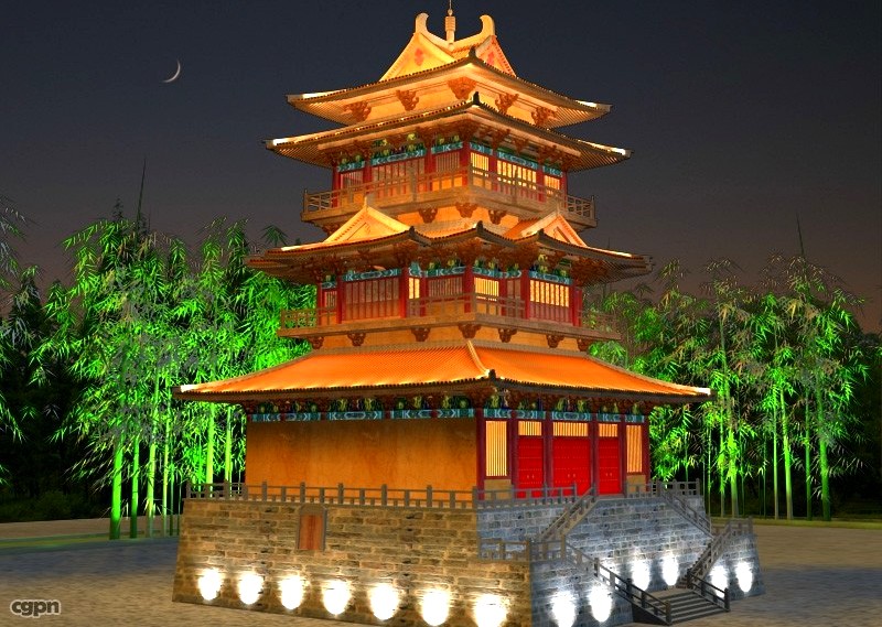 China Temple lighting 23d model