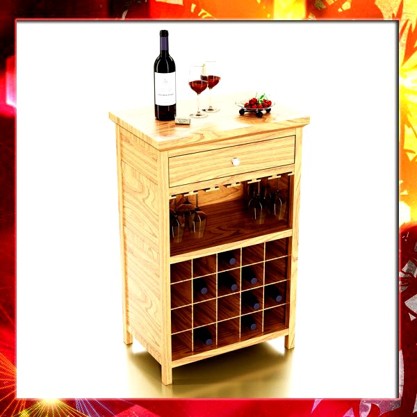 Wine Table Rack 3 and Wine Bottles with Cork and Labels, Wine Cups and Cherries Bowl.3d model