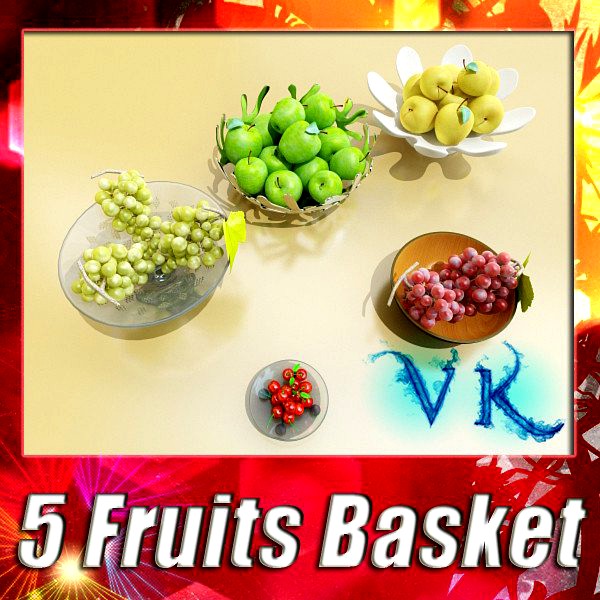 5 Fruits + 5 Basket collection3d model