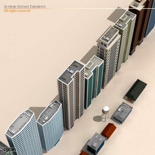 Low poly buildings collection3d model
