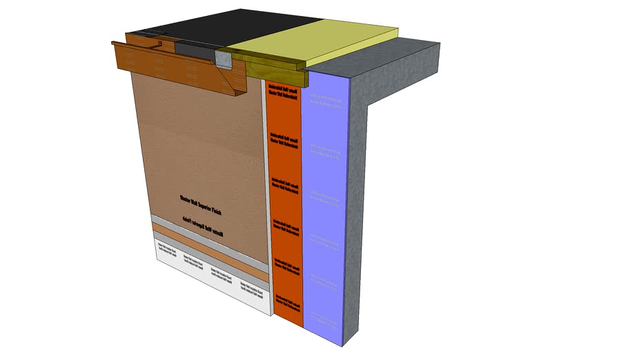 Rollershield Drainage EIFS Detail at a gutter/drain 3d model