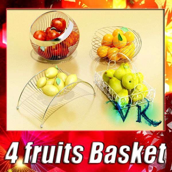 4 Fruits + 4 Basket collection3d model