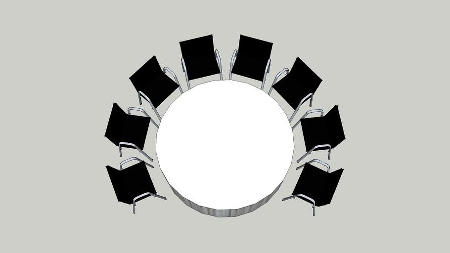 6ft Round Conference Table 8 People 3d model