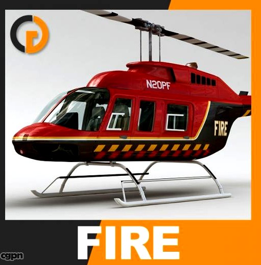 Helicopter - Fire Bell 206L with Interior3d model