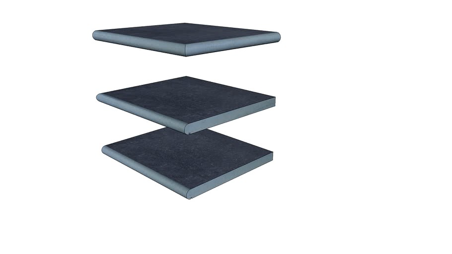 Pierre Blue Porcelain Steps 596 x 500 x 40 mm Bullnose Edge With Drip Groove