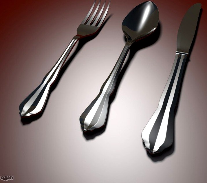 Tableware Spoon Fork Knife3d model