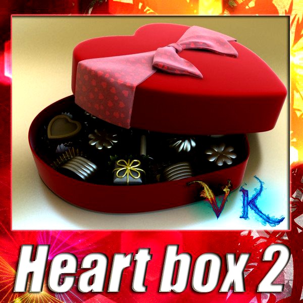 Heart box + 8 Chocolates3d model