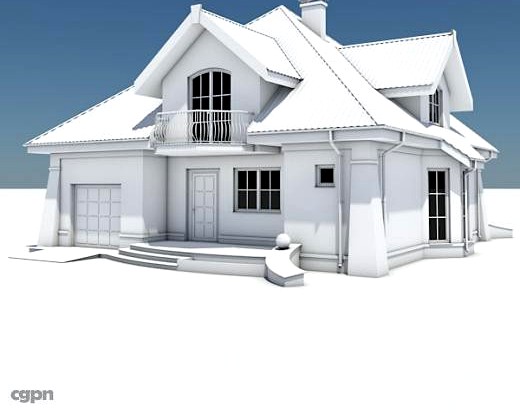 House with Attached Garage 043d model