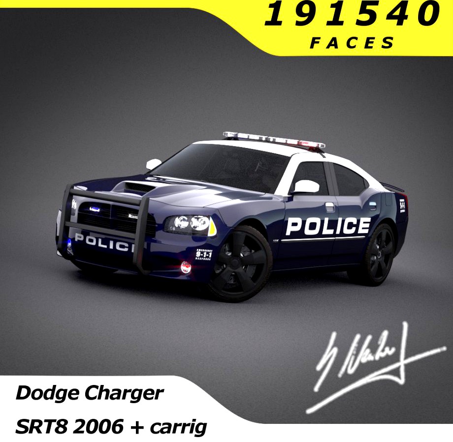 Dodge Charger SRT8 2006 Police/Normal + carrig3d model