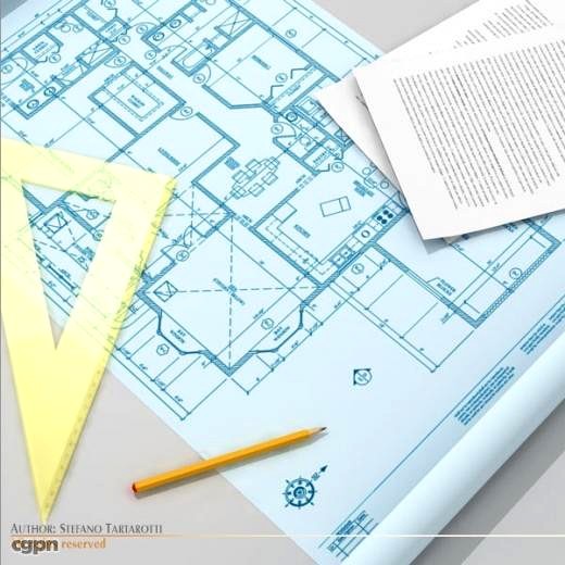Architect desk set3d model