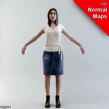 CWom0004-M3-CS/Rigged for 3D Max Character Studio3d model