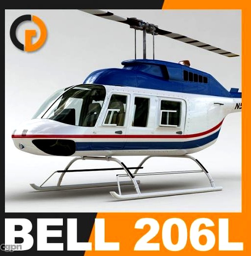 Helicopter - Commercial Bell 206L with Interior3d model
