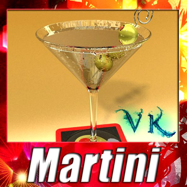 Martini Liquor Glass + Olives + Coaster.3d model