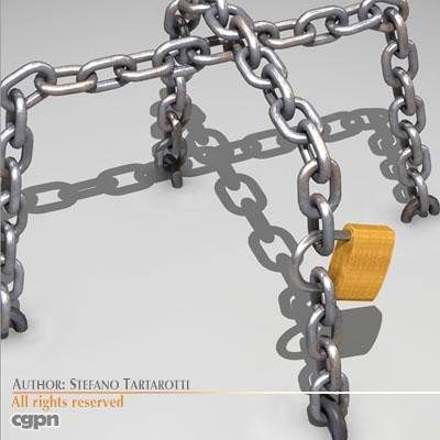 Chains and padlock3d model