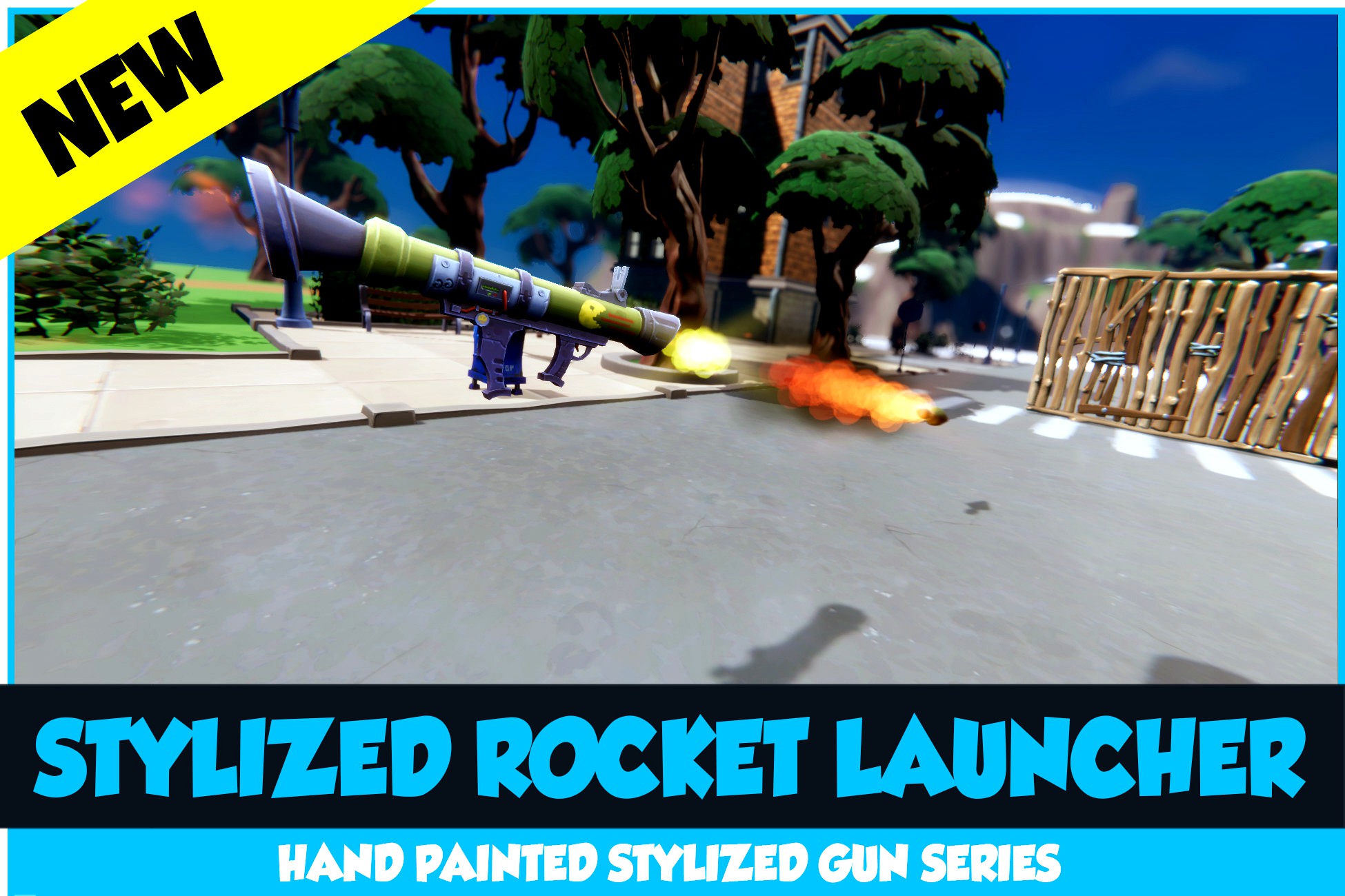 Stylized Rocket Launcher Complete Kit with Visual Effects and Sound - Hand Painted Bazooka - HQ Toon Weapon Set