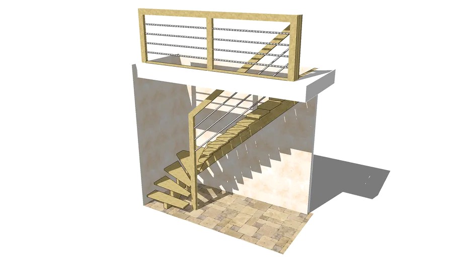 escalier quart tournant limon central 3d model