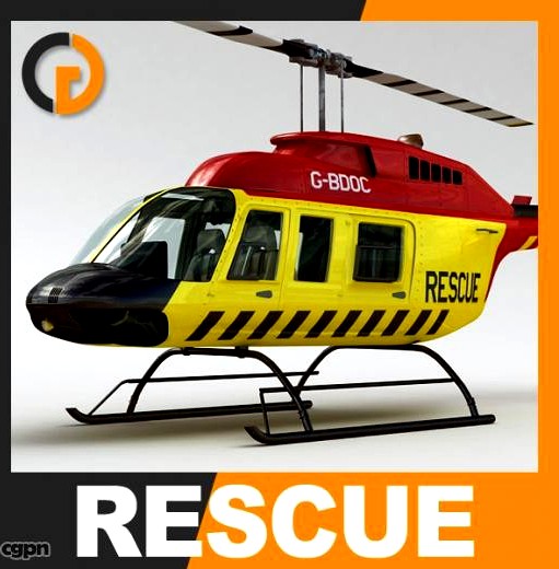 Helicopter - Rescue Bell 206L with Interior3d model