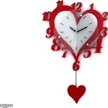 Pendulum Heart Shaped Wall Clock3d model