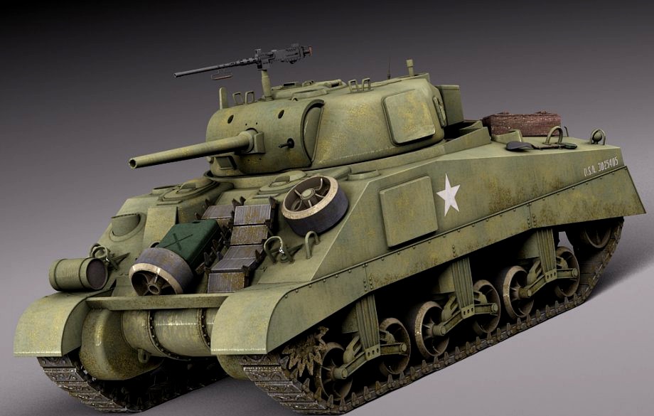 M4A2 Sherman Tank with equipment3d model
