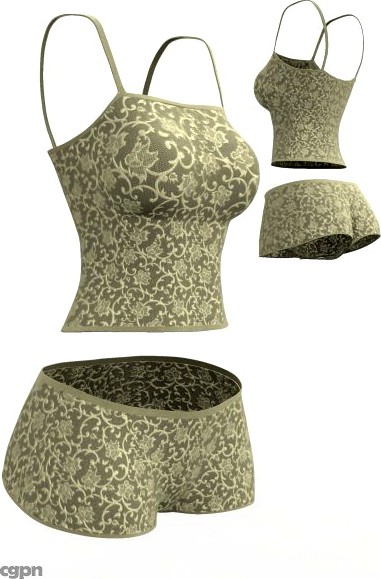 Lingerie set (cloth simulation) 023d model