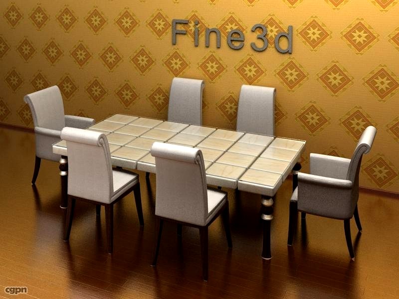 antique-09-052-Dining table and chair3d model