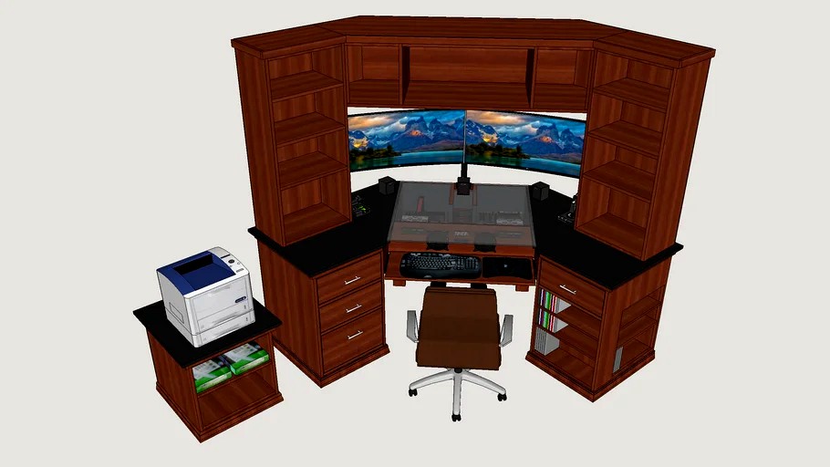 Custom Corner Desk with integrated computer