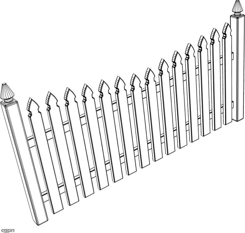 Gothic Spaced Picket Fence3d model