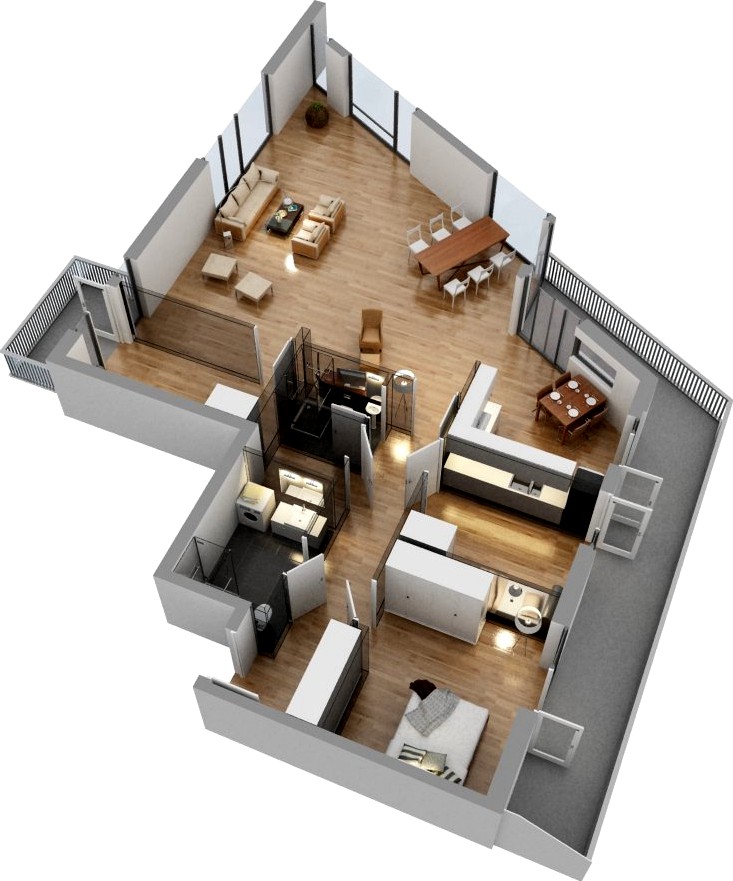 The floor plan 053d model