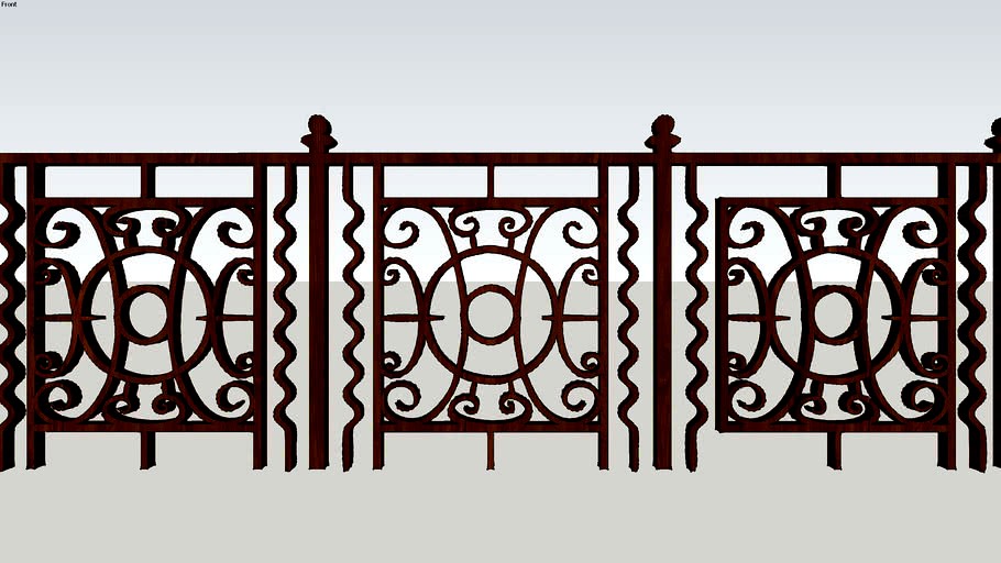 28.Curved Balcony railing 3d model
