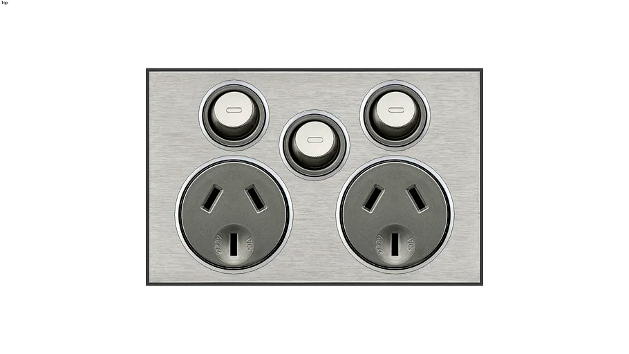 4025XASOCKET OUTLET 10A TWIN WITH EXTRA SWITCH, Horizon Silver