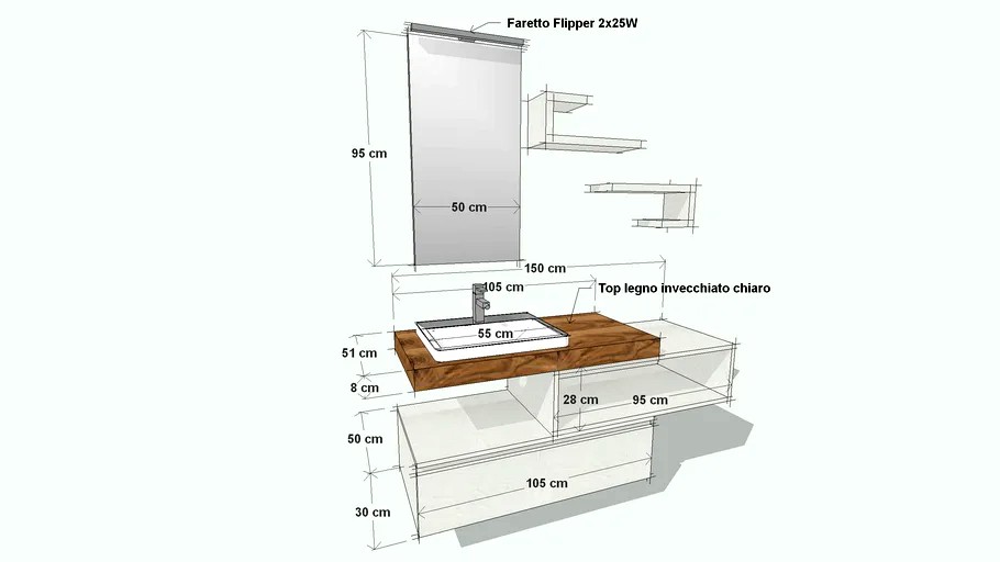 Mobile bagno Arcom e.Go 43 con modifiche