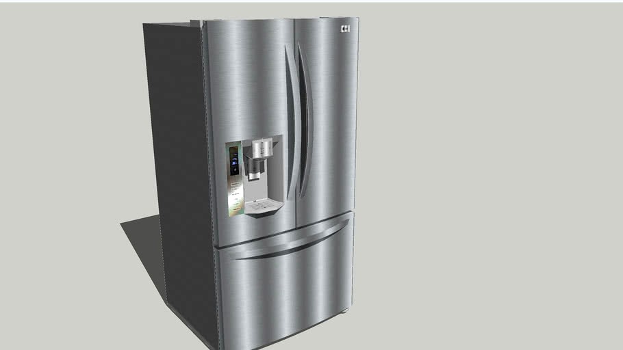 Mid Poly, detailed 3-draw LG fridge