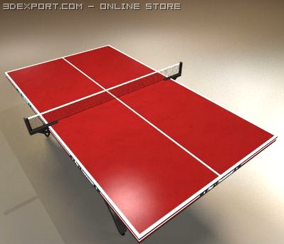 Low Polygon Ping Pong Table Red 3D Model