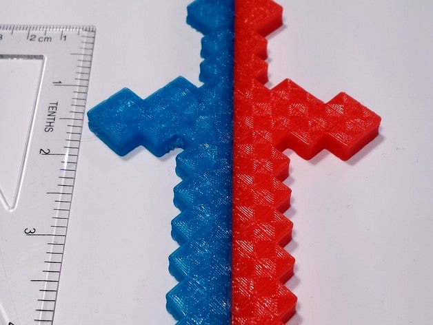 2 Part Minecraft Sword - Printable in 2 Colors by OrdSolutions