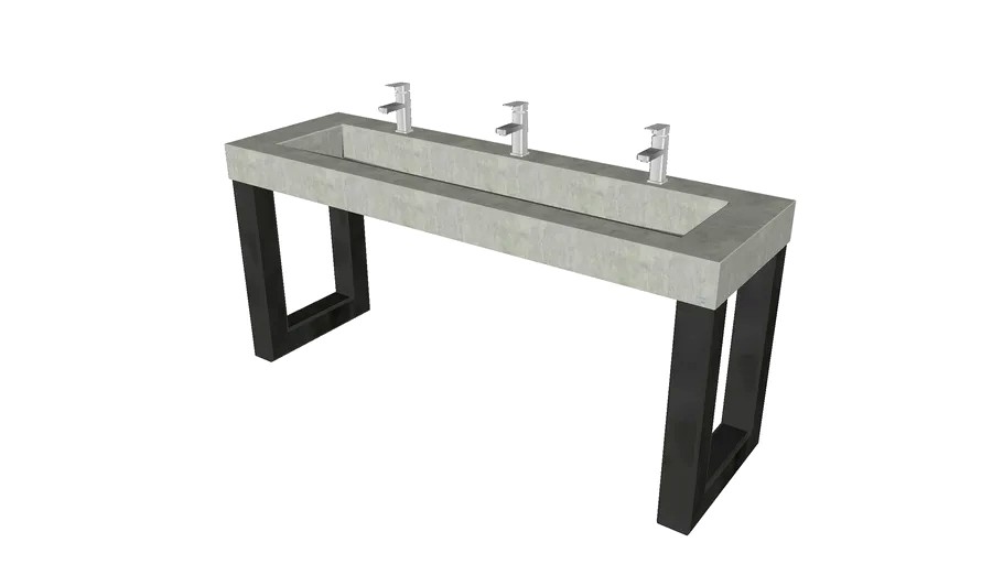 72' Zen ADA Commercial Vanity with 60' Concrete Ramp Sink 3d model