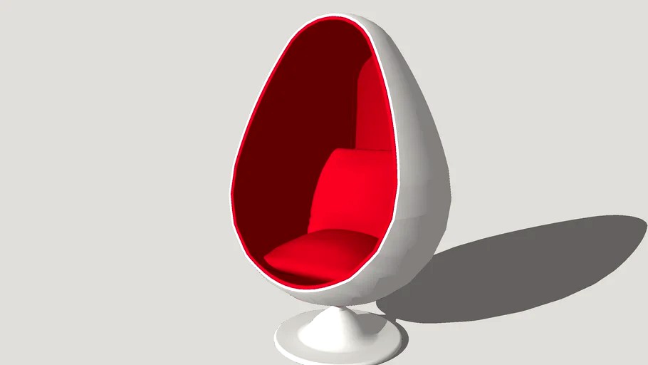 Design white and red egg chair COCOON design chair 3d model