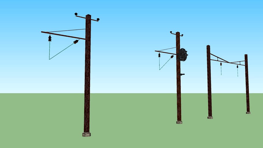 Pennsylvania Railroad Catenary Wire poles 3d model