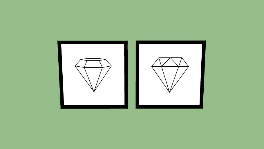 Conjunto de Quadros Geométricos Minimalistas - Diamantes Wareframe - Bruna Malheiros