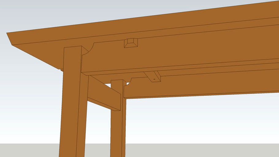 Sofa table with shaped legs and floating split top