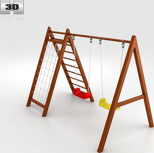Wooden Swing Set3d model