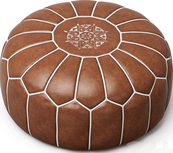 Moroccan Leather Pouf