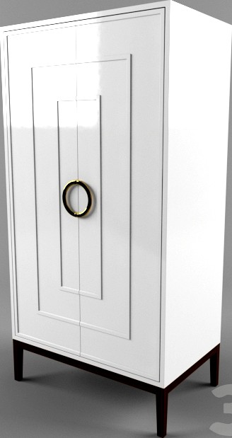MILES WHITE BRASS ARMOIRE