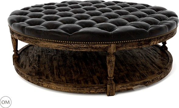 Round tufted leather coffee ottoman 7801-1109 VL