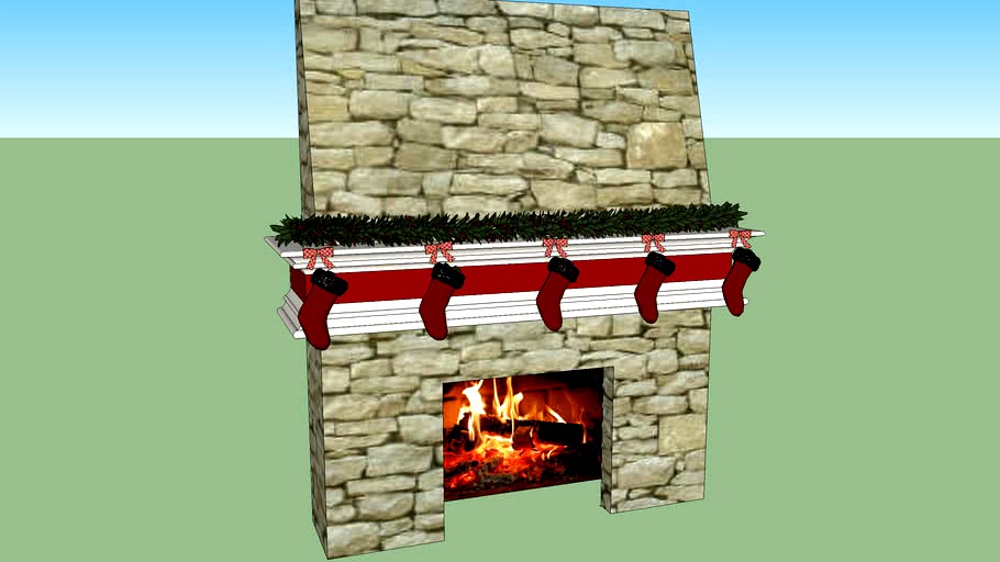 Christmas Fireplace with Stockings