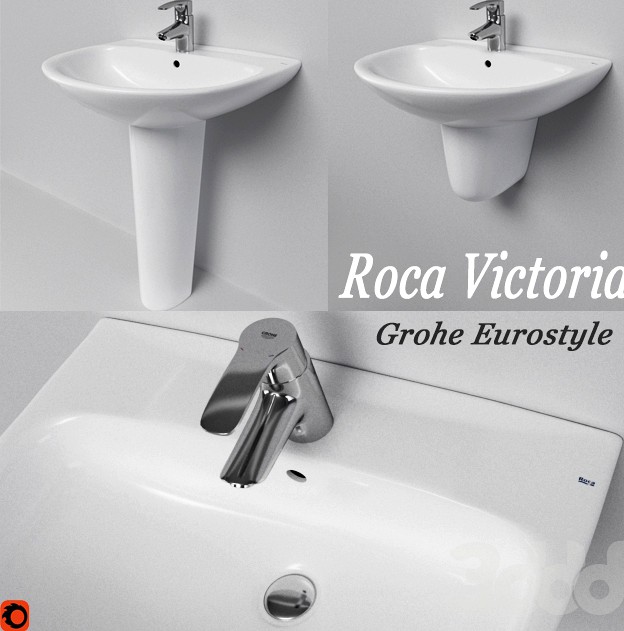 Раковина Roca Victoria, смеситель Grohе Eurostyle