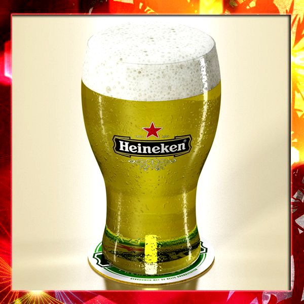 High Detailed Heineken Pint of Beer and Coaster3d model